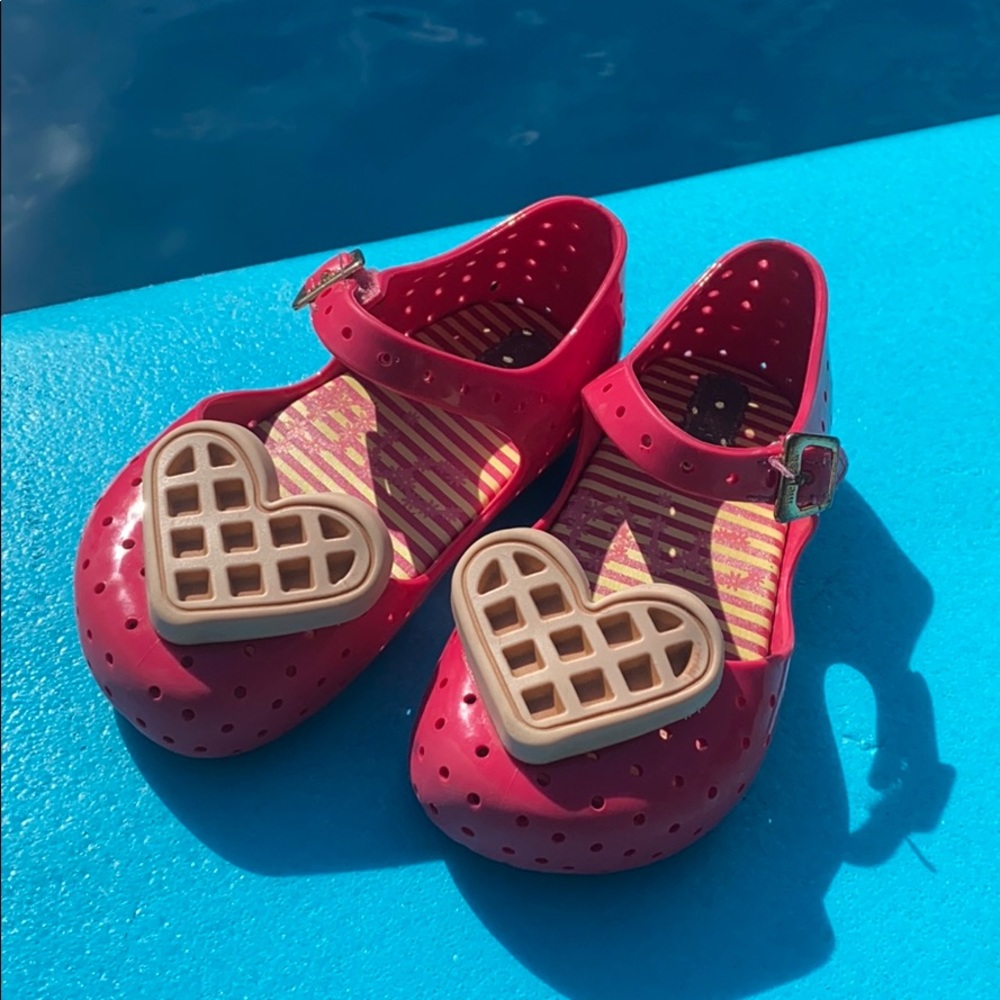 Mini Melissa Pink Heart Waffle Mary Janes 7